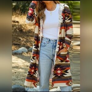 Women's Multicolor Aztec Patterned Cardigan Size M